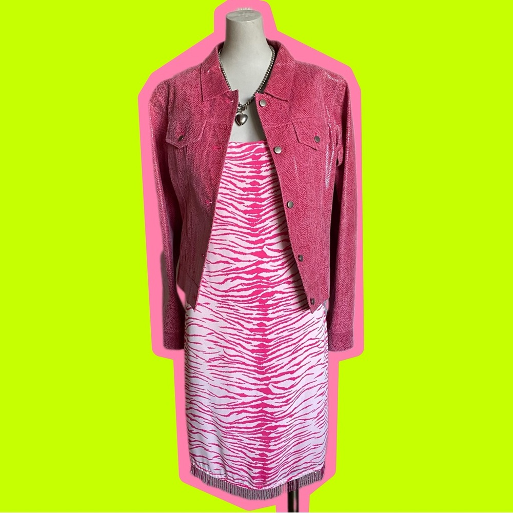 Pink Zebra Laundry Dress with Beaded Hem